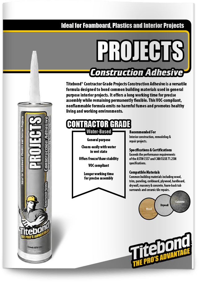 Titebond Projects Construction Adhesive Brochure Icon