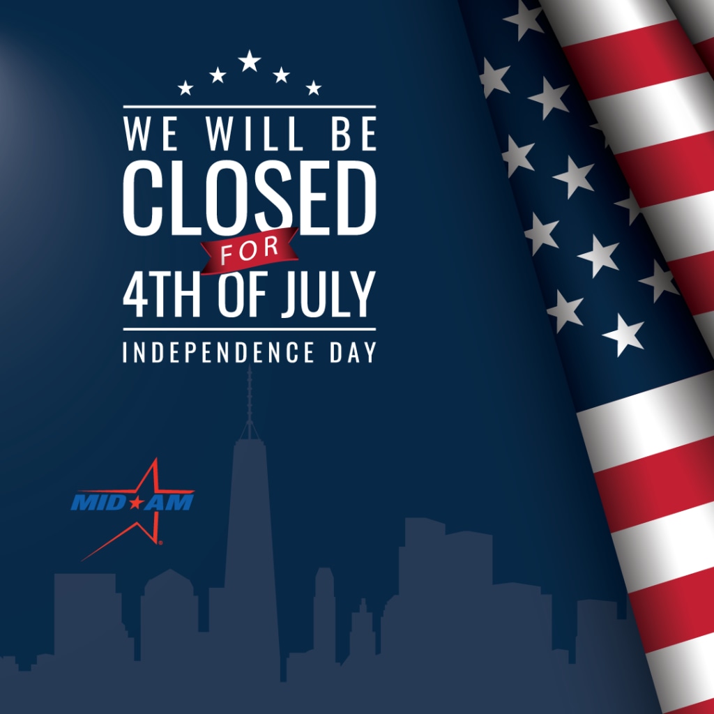 We will be closed July 4th. Happy Independence Day!