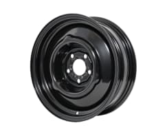 15X5 BLACK HG STYLE SMOOTH STEEL WHEEL 5-108 PCD. +6ET