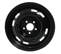 15X5 BLACK HK CUTOUT STYLE STEEL WHEEL 5-108 PCD. +15ET