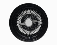 14X7 GLOSS BLACK WITH CHROME SPOKE 100 SPOKE STRAIGHT LACE WIRE STEEL WHEEL