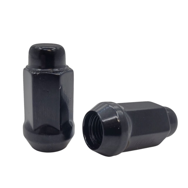 14X1.5 BLACK 45MM LONG ACORN WHEEL NUT 19MM HEX (60 DEGREE TAPER)