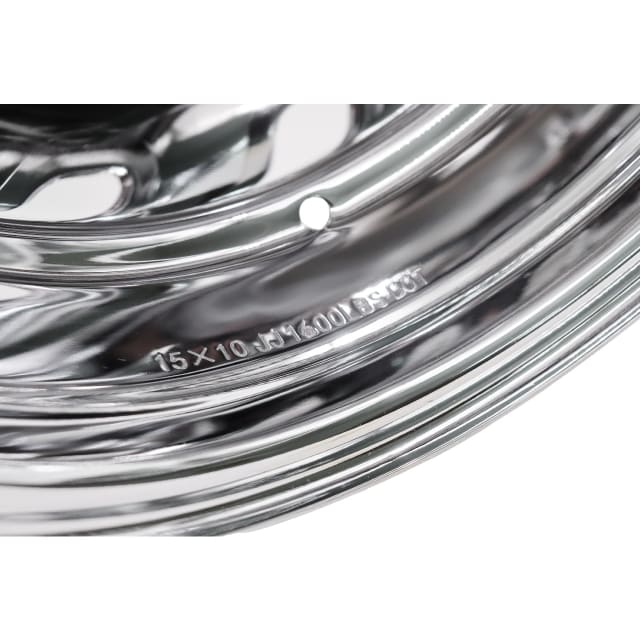 15X10 CHROME 12 SLOT STEEL WHEEL 5-114.3 PCD -55ET