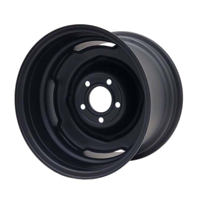 15X10 MATTE BLACK OEM HQ STEEL WHEEL 5-120.65 PCD. -12ET 337ID
