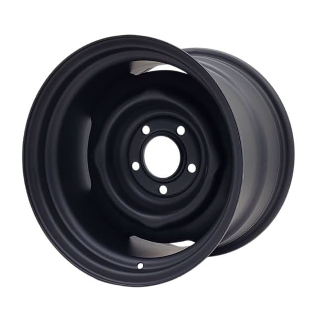 15X10 MATTE BLACK OEM HQ STEEL WHEEL 5-120.65 PCD. -12ET 337ID