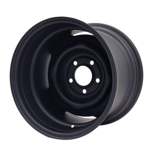15X10 MATTE BLACK OEM HQ STEEL WHEEL 5-120.65 PCD. -55ET 337ID