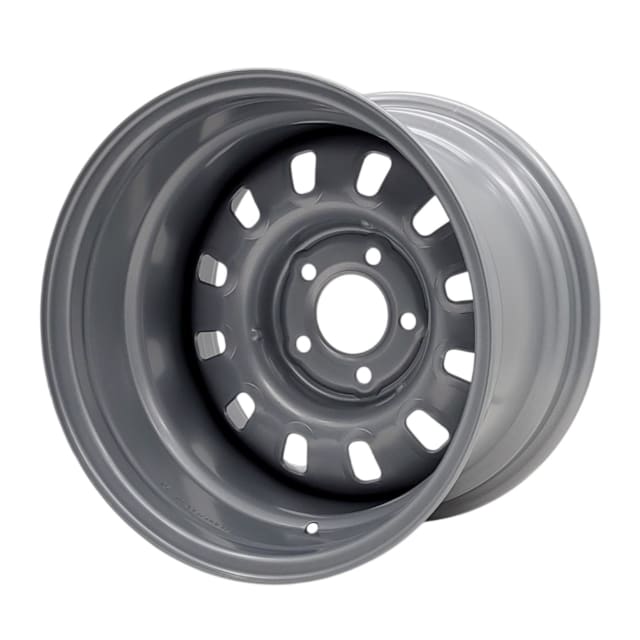 15X10 SILVER 12 SLOT STEEL WHEEL 5-114.3 PCD. -55ET