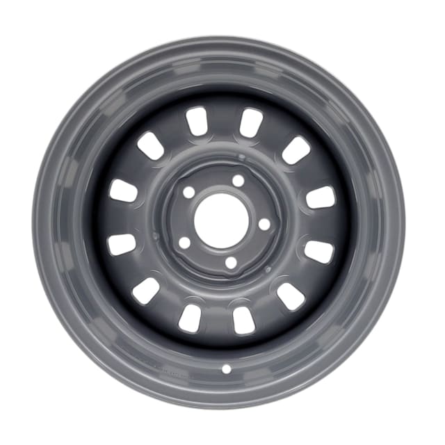 15X10 SILVER 12 SLOT STEEL WHEEL 5-114.3 PCD. -55ET