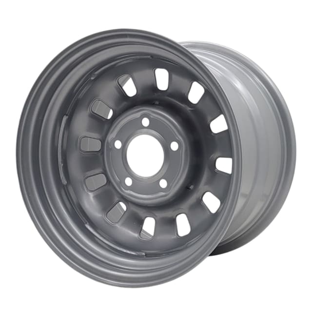 15X10 SILVER 12 SLOT STEEL WHEEL 5-114.3 PCD. -55ET