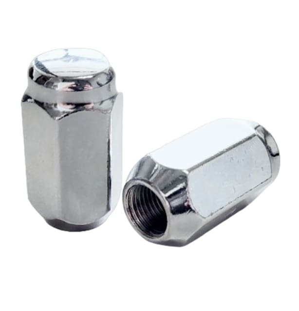 1/2" CHROME 40MM LONG ACORN WHEEL NUT 21MM HEX (60 DEGREE TAPER)