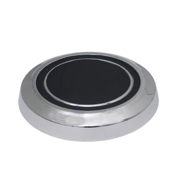 BLACK & CHROME PLAIN DOG DISH CENTRE HUBCAP 259MM ID