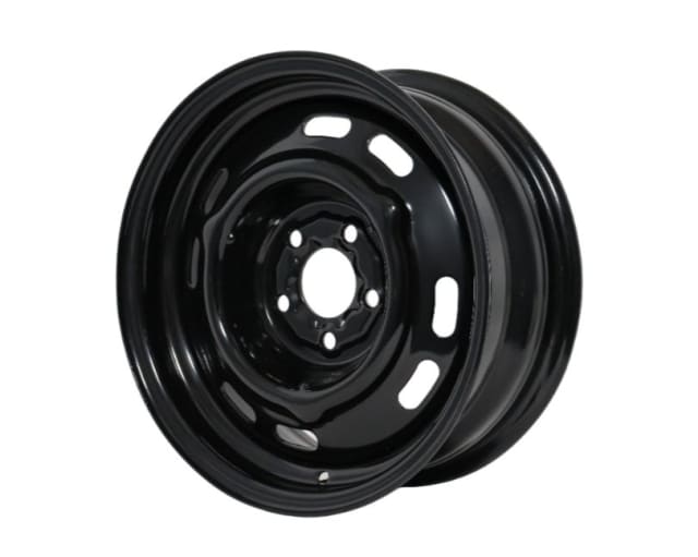 15X6 BLACK HK CUTOUT STYLE STEEL WHEEL 5-108 PCD. +16ET