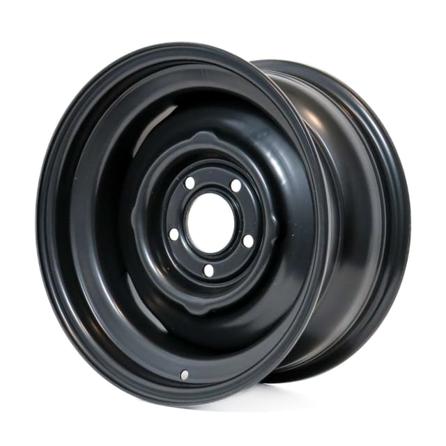 15X7 SATIN BLACK TRAILER STEEL WHEEL WITH 4.25" BACKSPACE. DEDICATED 5-114.3 PCD