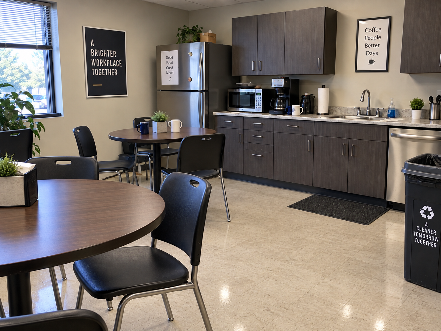 Commercial break room after professional cleaning