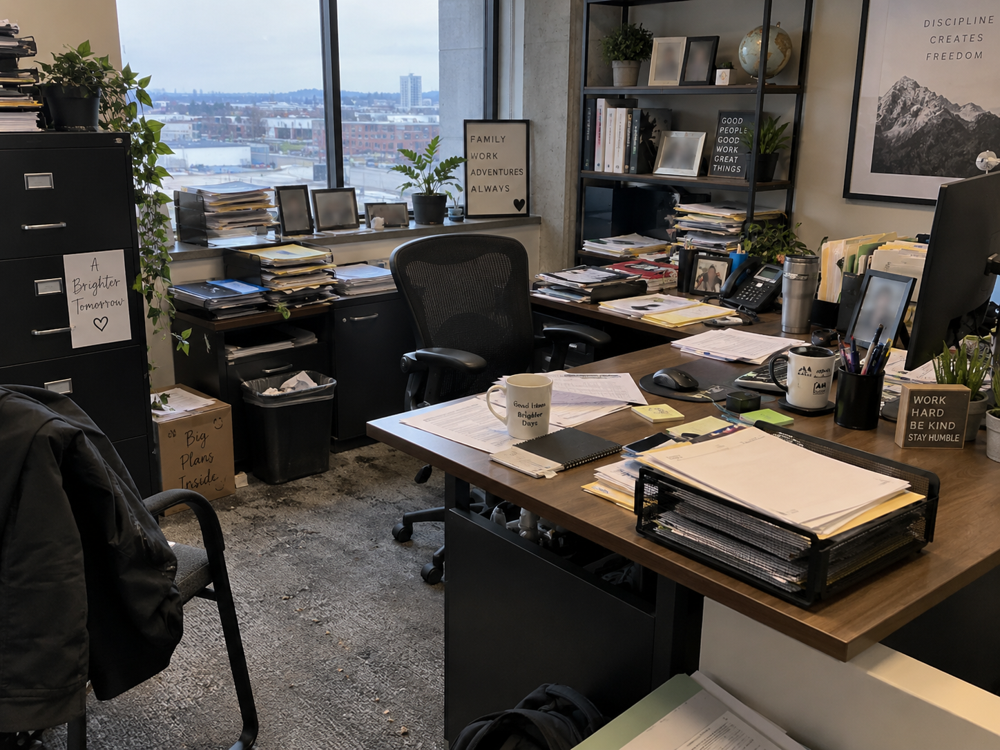 Private office workspace before professional cleaning