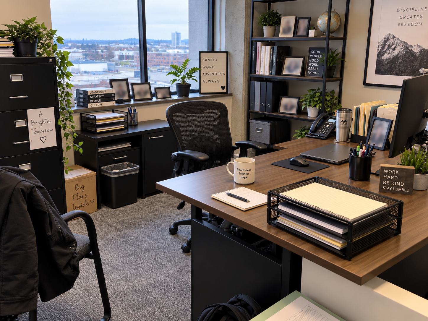 Private office workspace after professional cleaning
