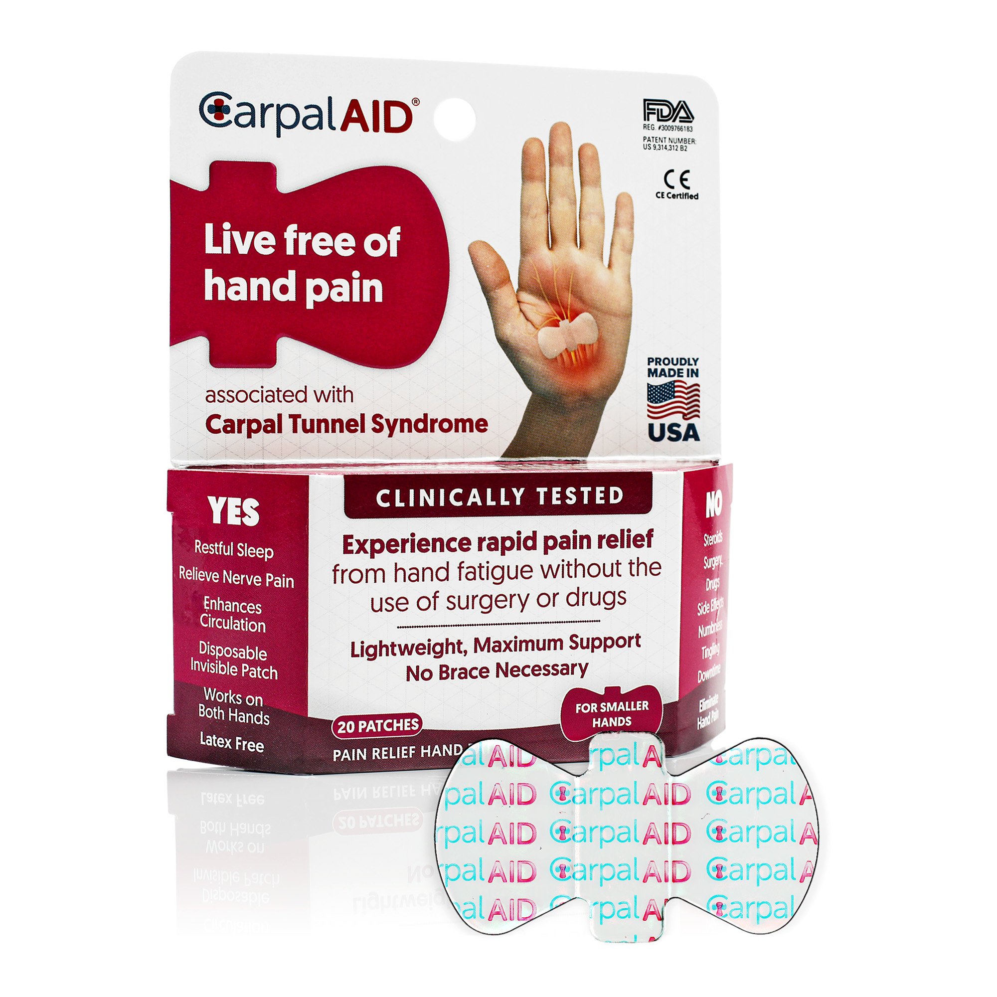 CarpalAid Patch Hand-Based Carpal Tunnel Support, Small MK 1233611