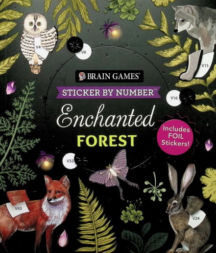 Sticker By Number: Enchanted Forest (Brain Games) 104 pages