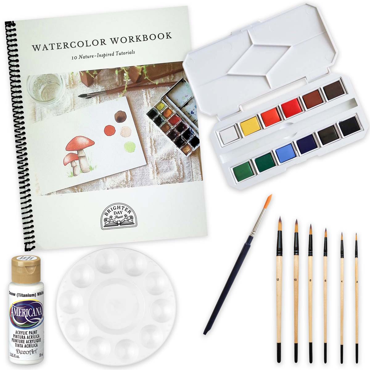 Nature Watercolor Workbook Paints and Brush Set