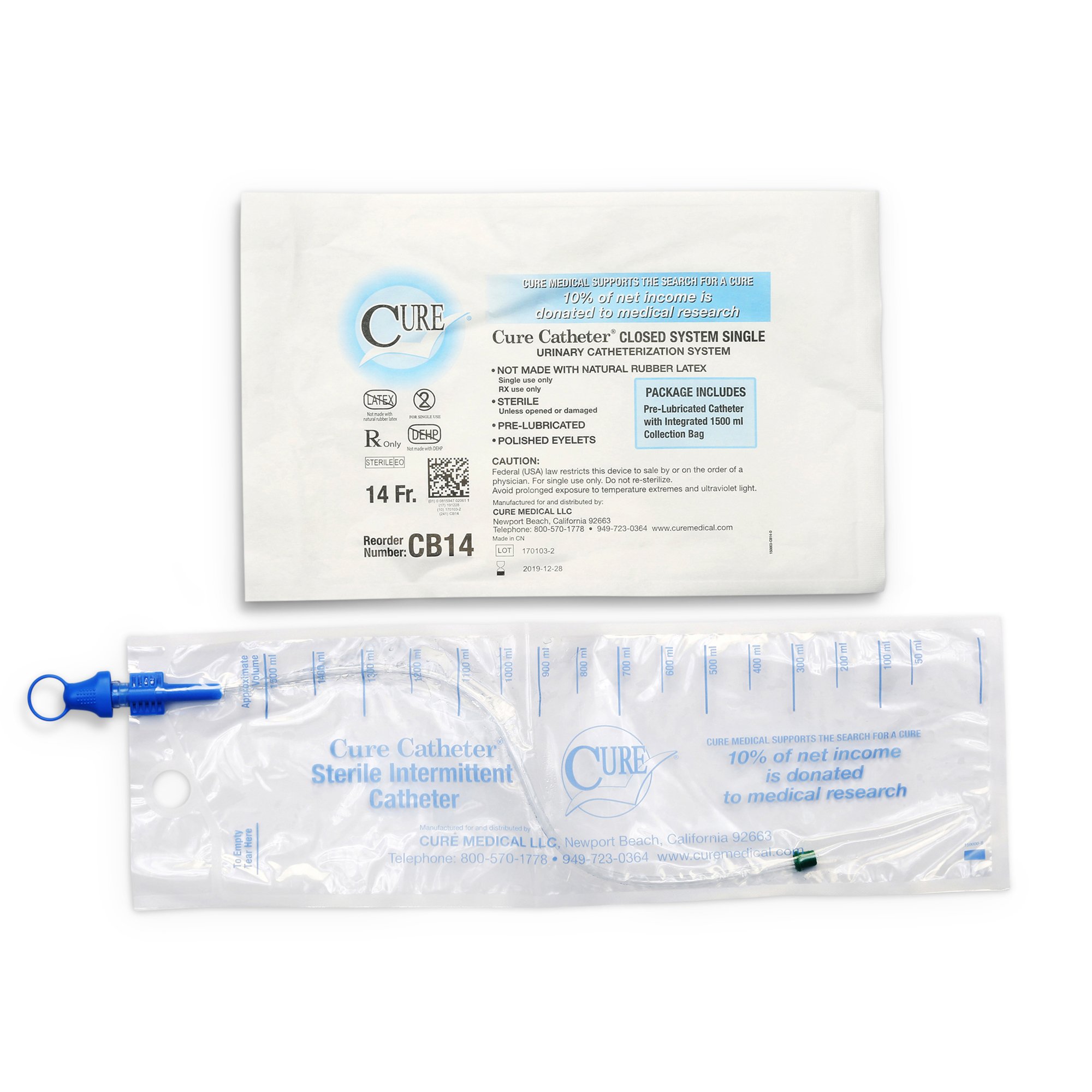 Cure Catheter Intermittent Catheter Tray, 14 Fr. MK 847839