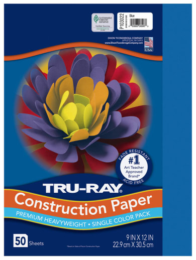 Construction Paper Fade-Resistant 9" x 12" Blue
