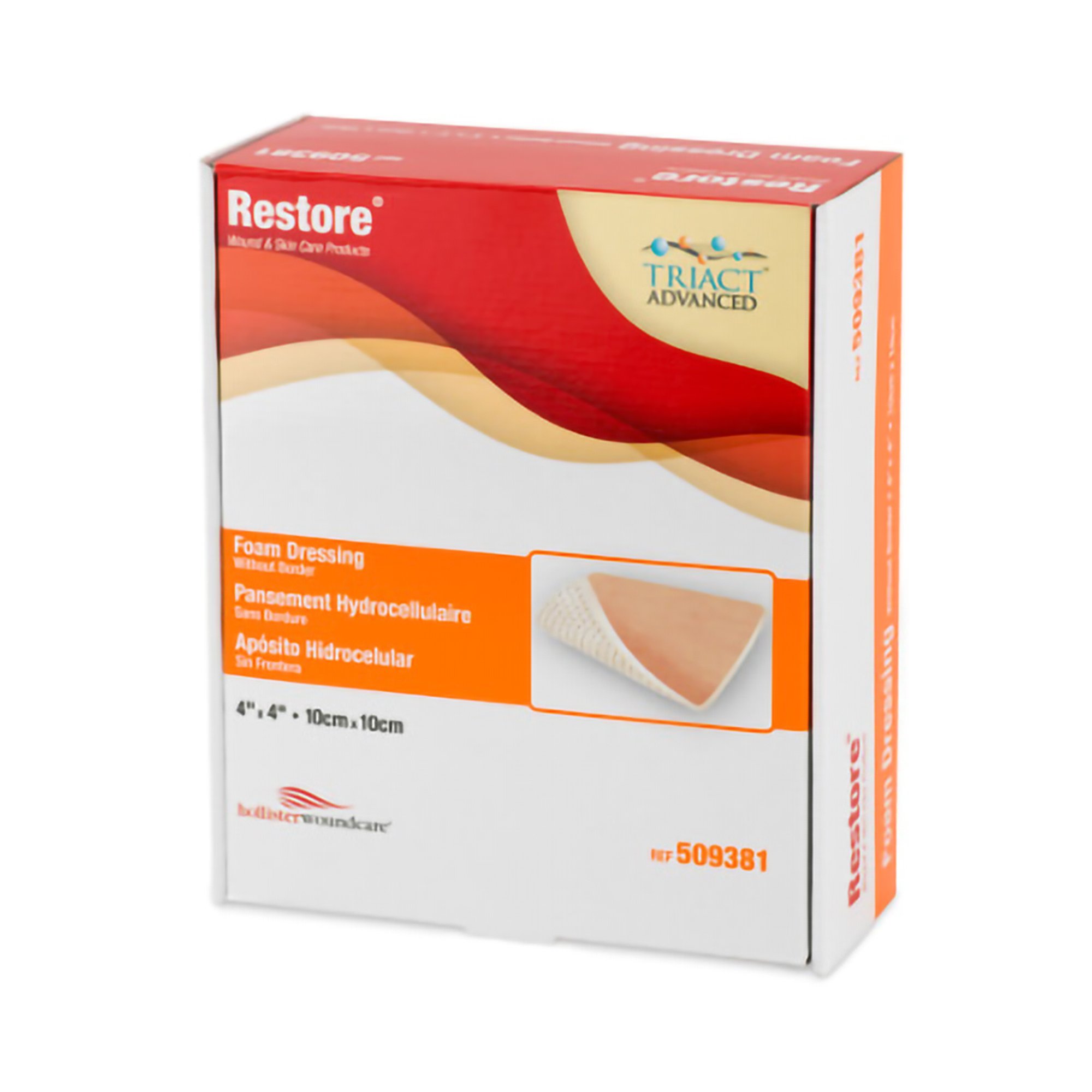 Restore Nonadhesive without Border Foam Dressing, 4 x 4 Inch MK 725368