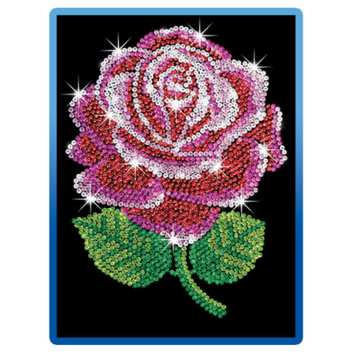 Sequin Art Blue Red Rose