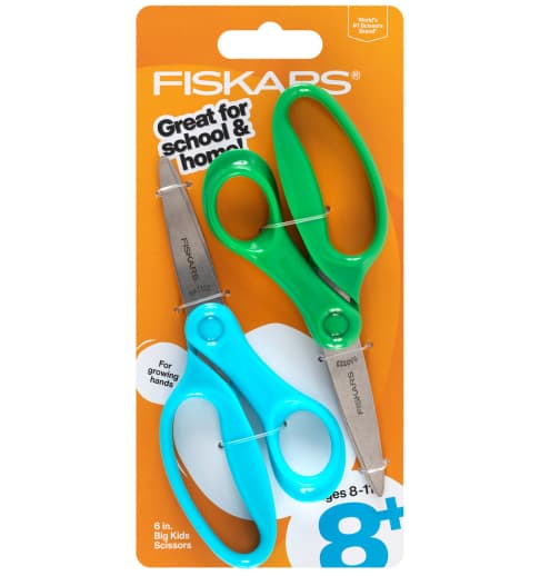 Fiskars Big Kids Scissors, Turquoise/Green 6" 2 pack