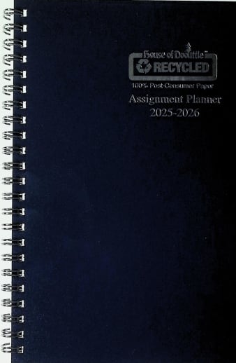 Student Assignment Planner Blue Leatherette August 2025  - August 2026