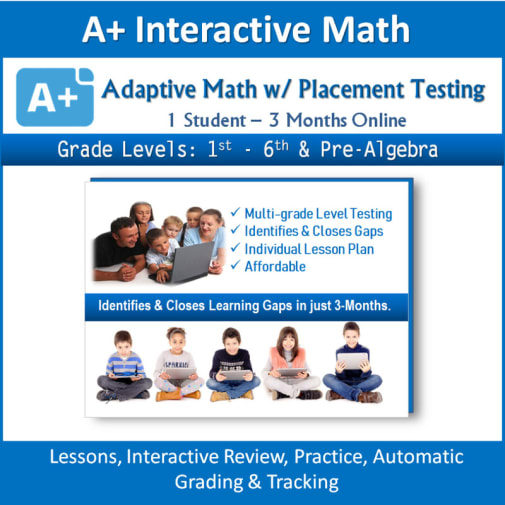 Online Adaptive Placement Test with Individualized Lesson Plan for 1 Student: 3 month subscription