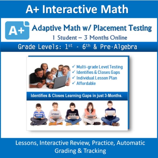 Online Adaptive Placement Test with Individualized Lesson Plan for 1 Student: 3 month subscription