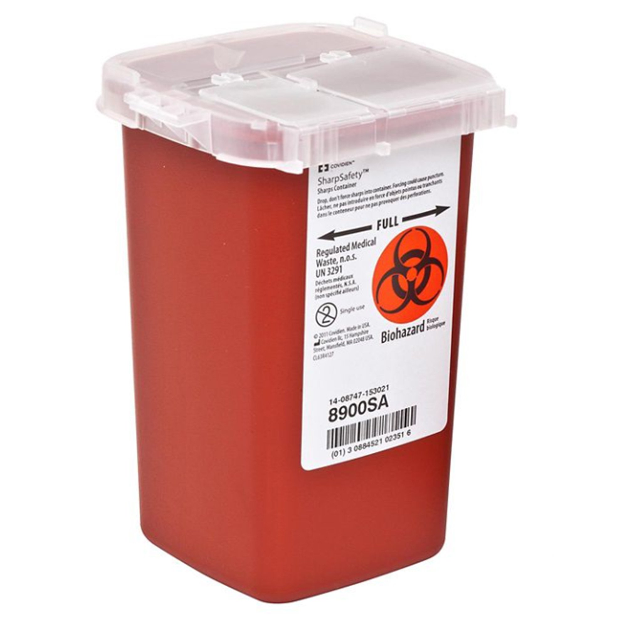 SharpSafety Phlebotomy Sharps Container, 1 Quart, 6 x 4 x 4 Inch MK 149371