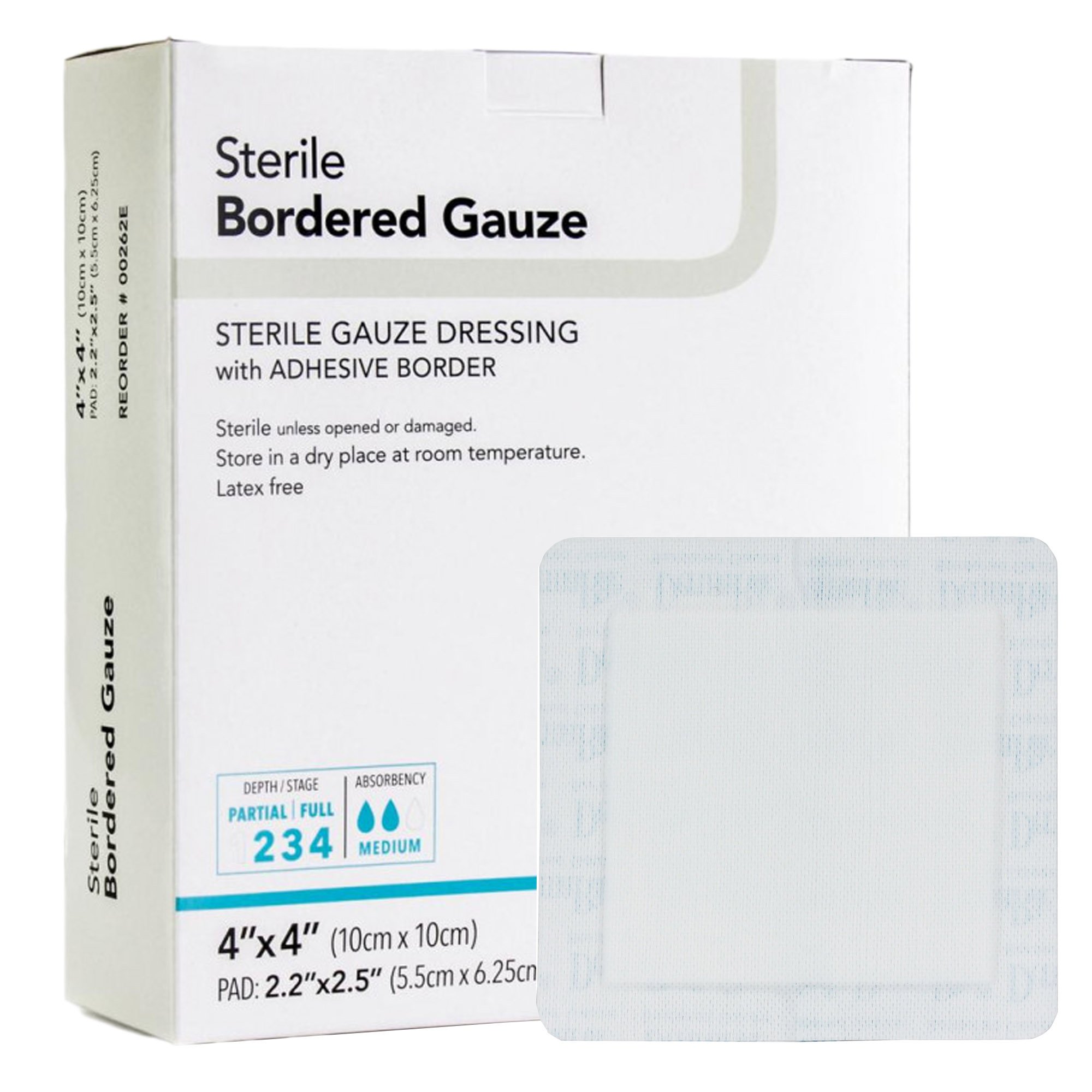 DermaRite Bordered Gauze White Adhesive Dressing, 4 x 4 Inch MK 867882