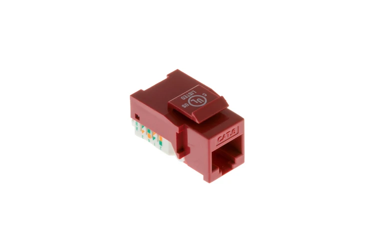 Cat6 RJ45 110 Type Keystone Jack, 50-Micron Gold Plating Contact Pins, Red