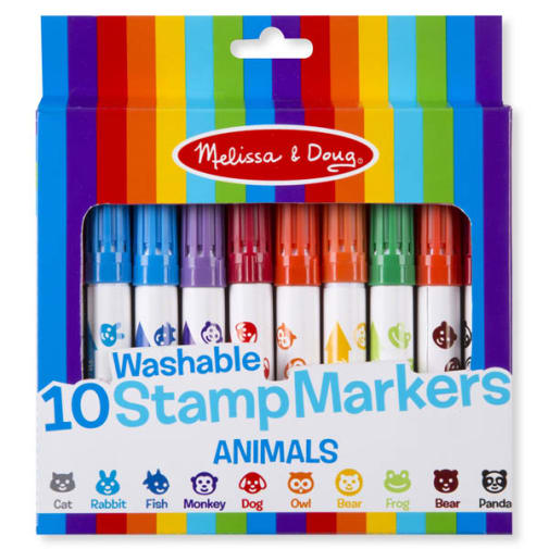 Melissa & Doug Washable 10 Stamp Markers - Animals