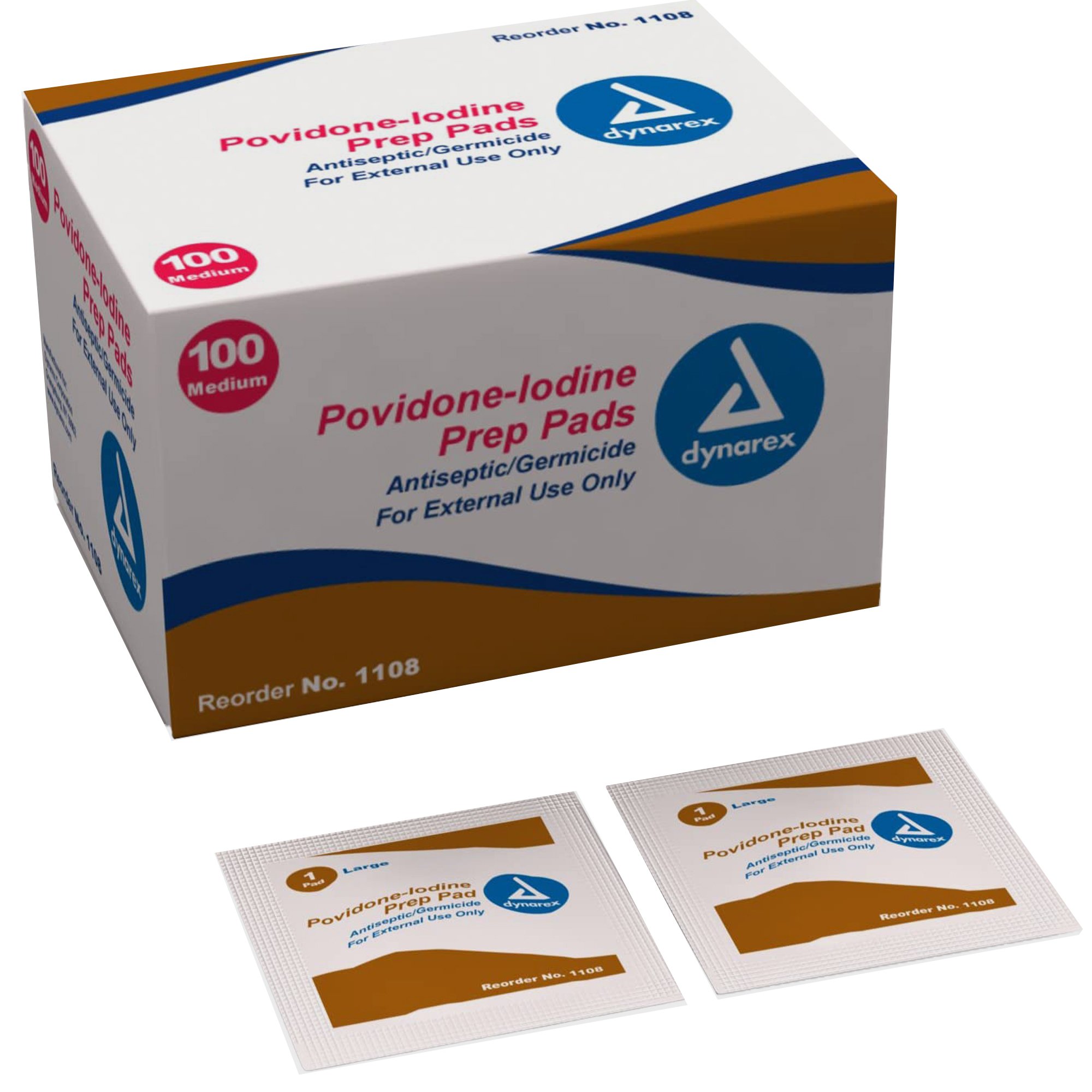 dynarex Povidone-Iodine Prep Pad, Antiseptic, nonwoven MK DYN-1108