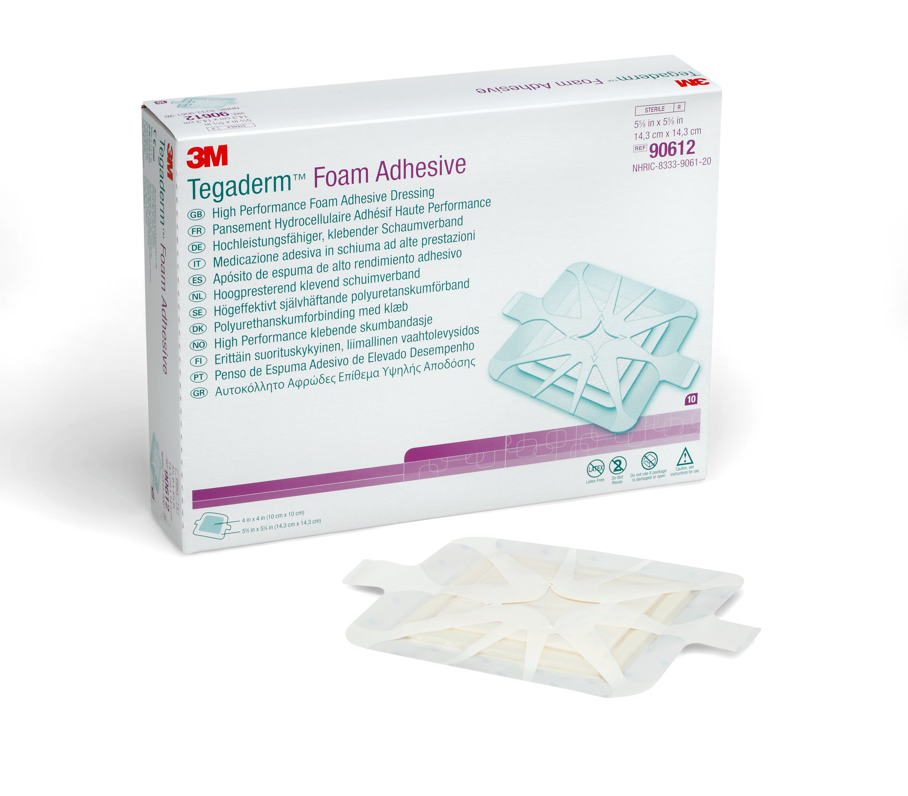 3M Tegaderm High Performance Adhesive w/o Border Foam Dressing, 14.3 x 14.3 cm MK 459259
