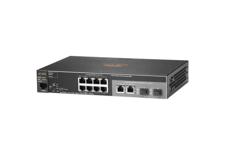 HPE Aruba 2530 Series Switch, 8 10/100/1000 PoE+ ports, 2 x SFP Uplinks, Refurbished, J9777A
