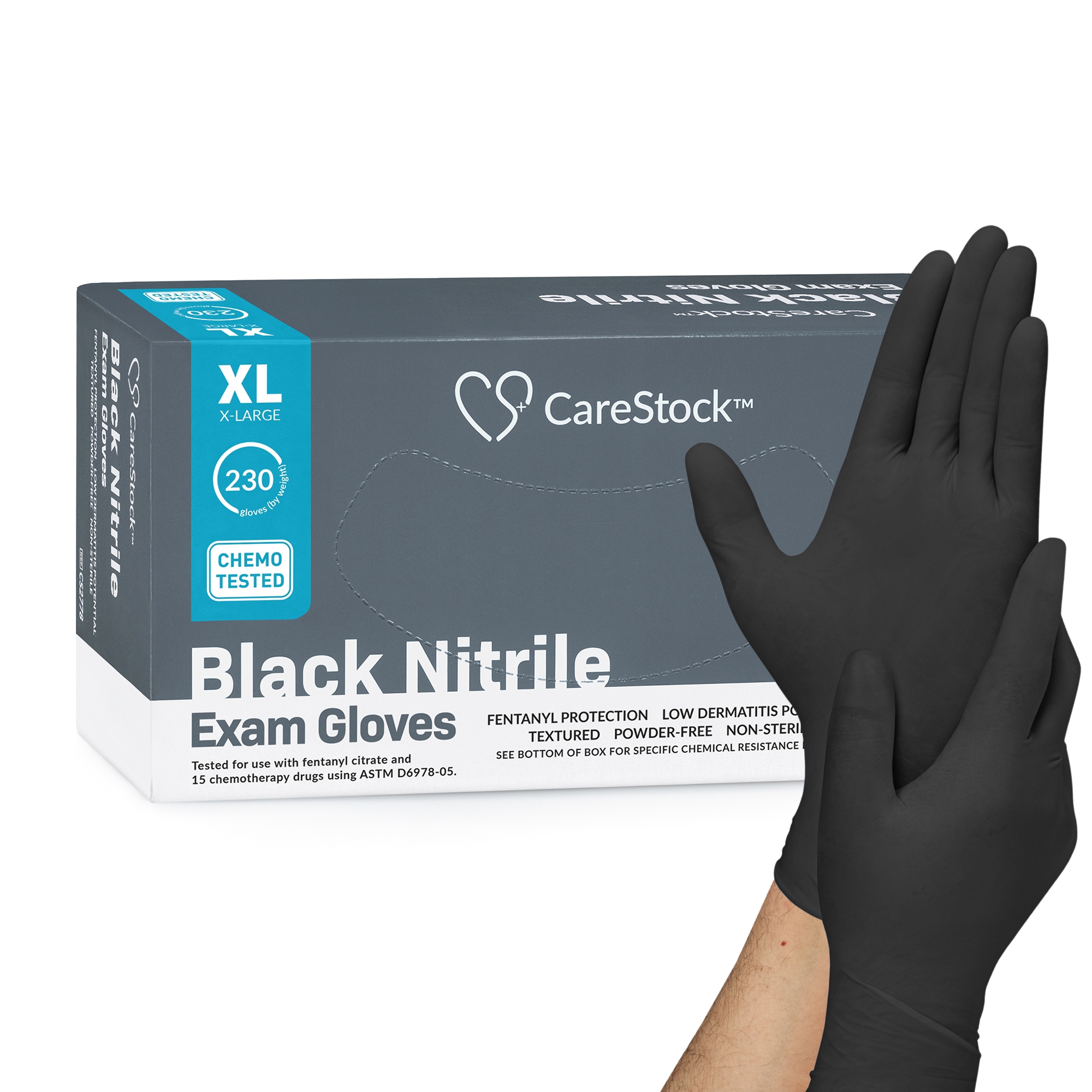 CareStock Nitrile Exam Glove, Extra Large, Black MK 1230895
