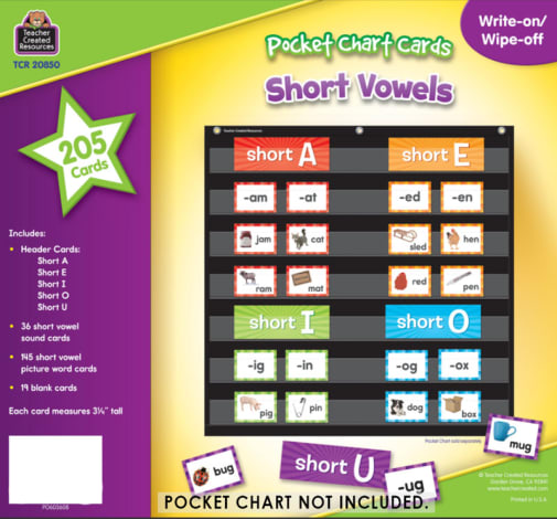 Short Vowels Pocket Chart Cards