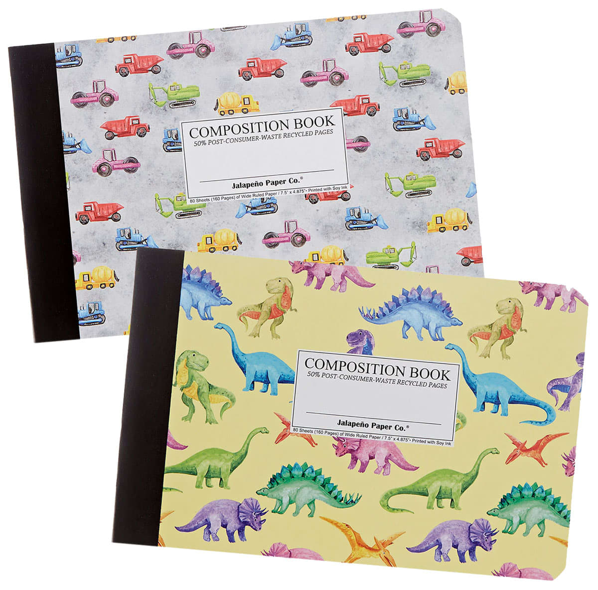 Dinos and Construction Half Composition Wide-Ruled Book Set