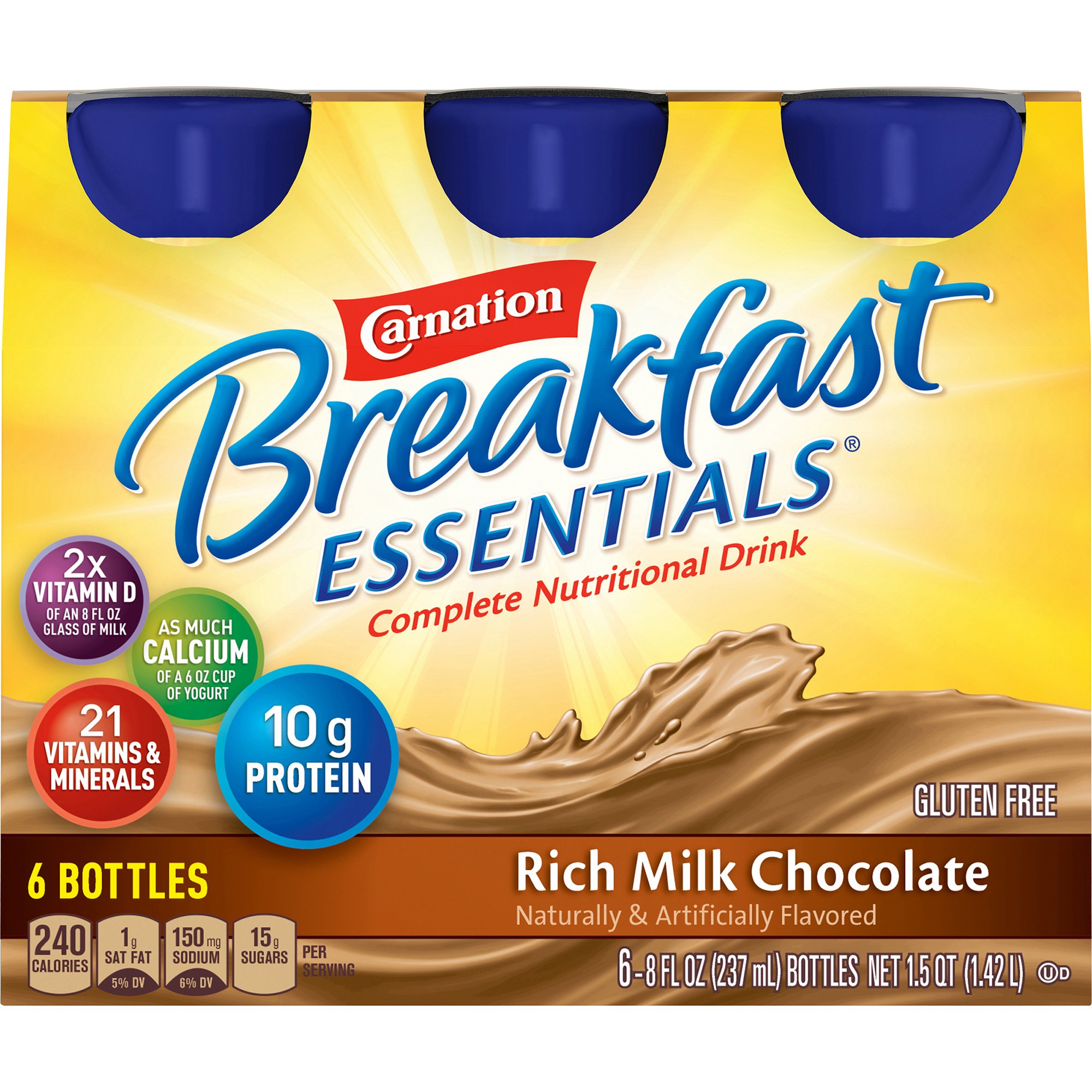 Carnation Breakfast Essentials Chocolate Nutritional Drink, 8-ounce bottle MK 983738