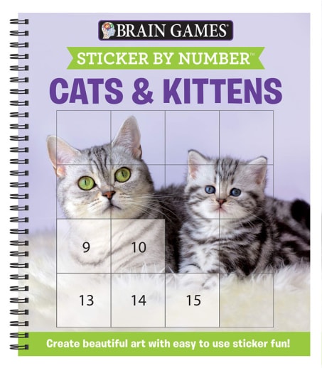 Sticker by Number - Cats & Kittens (Brain Games) 52 pages
