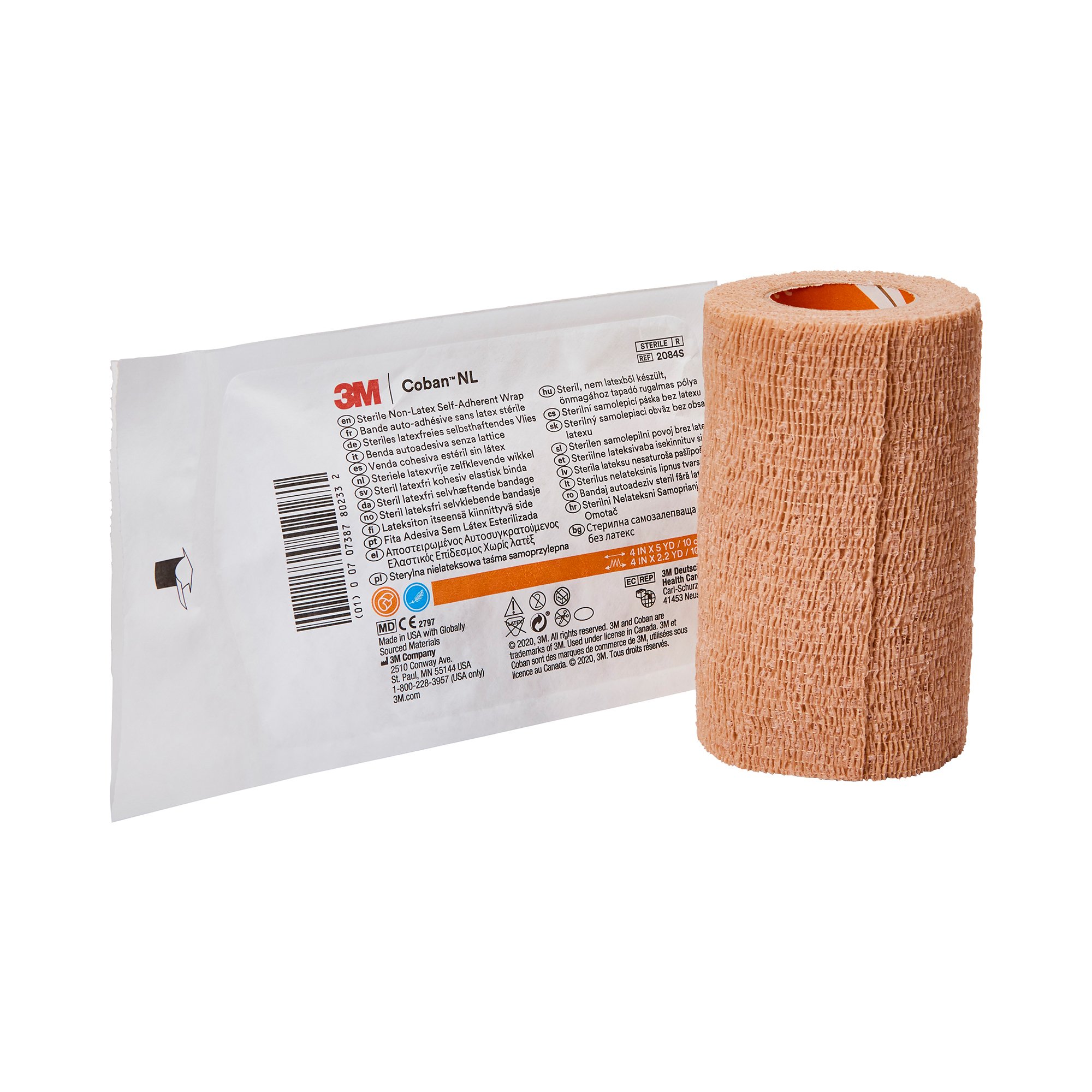 3M Coban LF Self-adherent Closure Cohesive Bandage, 4 Inch x 5 Yard MK 386208