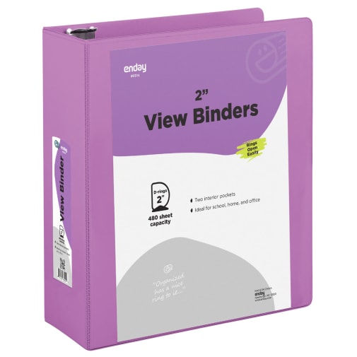 View Binder - 2" D Ring with 2 Pockets - Purple