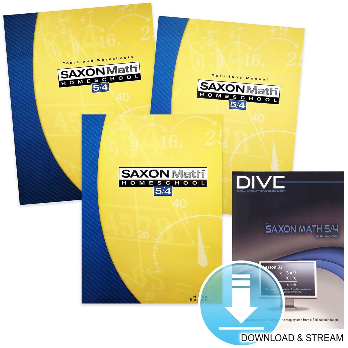 Saxon Math 5/4 3rd Edition Homeschool Study Kit Plus DIVE Download & Stream