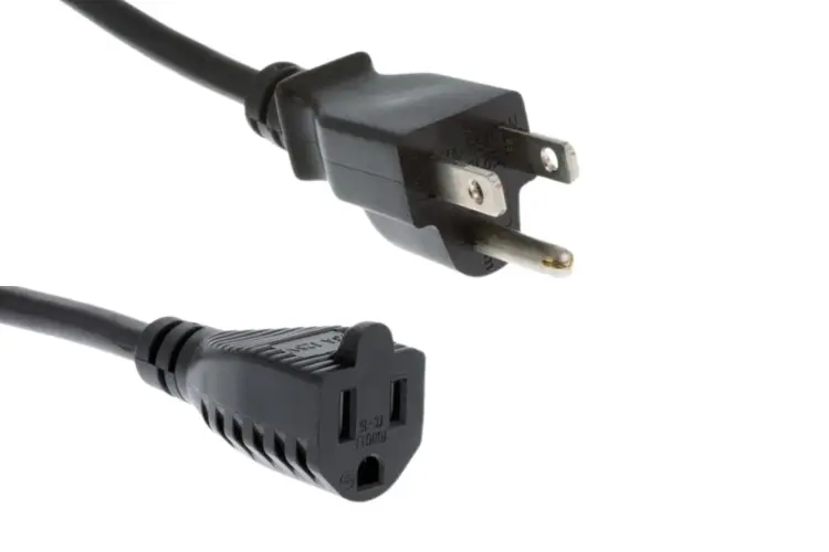 AC Power Cord,  5-15-P to 5-15R, 16AWG, 4ft, Black