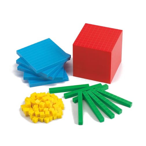 Interlocking Base Ten Blocks (Multi-Color, 121 Pieces)