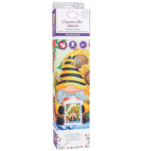 Crystal Art Scroll Kit: Busy Bee Gnome