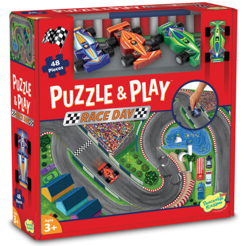 Peaceable Kingdom Puzzle & Play: Race Day